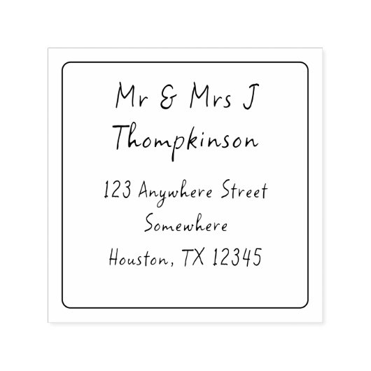 非公式スクリプト戻り行名アドレスの正方形 セルフインキングスタンプ (デザイン)