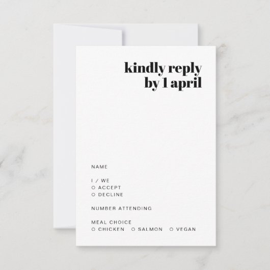 非公式ミニマル主義者 |モダンレトロカジュアル結婚の 出欠カード (正面)