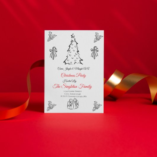 非写真の奇抜なクリスマス 招待状