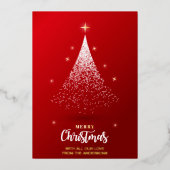 非写真クリスマスあいさつフェスティバル赤エレガント木 箔招待状 (正面)