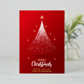 非写真クリスマスあいさつフェスティバル赤エレガント木 箔招待状 (立ち正面)