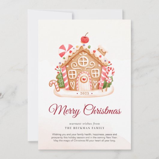 非写真ジンジャーブレッドハウスクリスマスホリデーカード シーズンカード (正面)