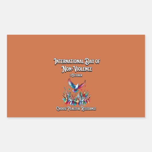 非国際的暴力の日。10月2 長方形シール (正面)