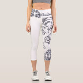 非対称の白黒パターン&あなたの名前 カプリレギンス (正面)