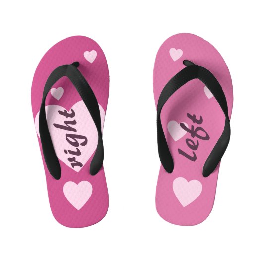 非対称ピンクのスウィートアートおもしろい キッズビーチサンダル (フットベッド)