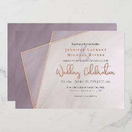 非対称フレームミュート梅とバラ金ゴールド 箔招待状