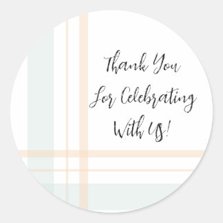 非対称プレイドパステルグリーンとイエローライン ラウンドシール