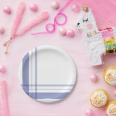 非対称プレイドフランネル海軍ブルーリニア ペーパープレート (パーティー)