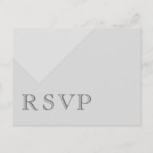 非対称ミニマル基本グレーRSVP インビテーションポストカード