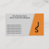 非対称モダンイニシャルグレーおよび黒パーソナル 名刺 (裏面)