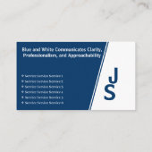 非対称モダンイニシャルブルー&ホワイト個人向け 名刺 (裏面)