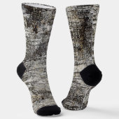 非対称樺の木樹皮グラフィック自然パターン ソックス (傾斜あり)