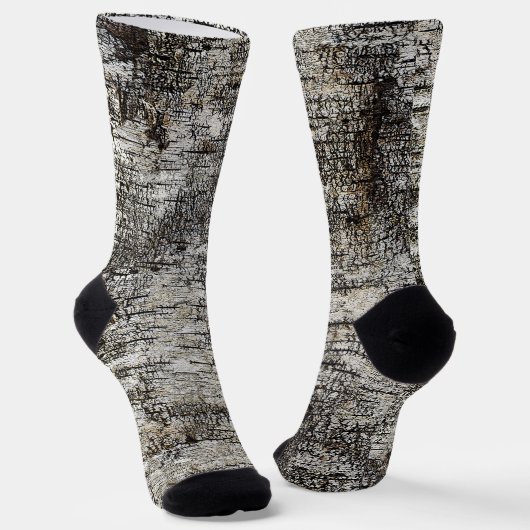 非対称樺の木樹皮グラフィック自然パターン ソックス (傾斜あり)