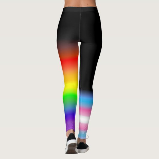 非対称的なTRANSの虹のプライドの旗 レギンス (裏面)