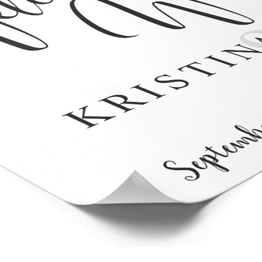 非対称結婚レタリングを使用したウェルカムの署名 ポスター (角)