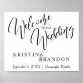 非対称結婚レタリングを使用したウェルカムの署名 ポスター (正面)