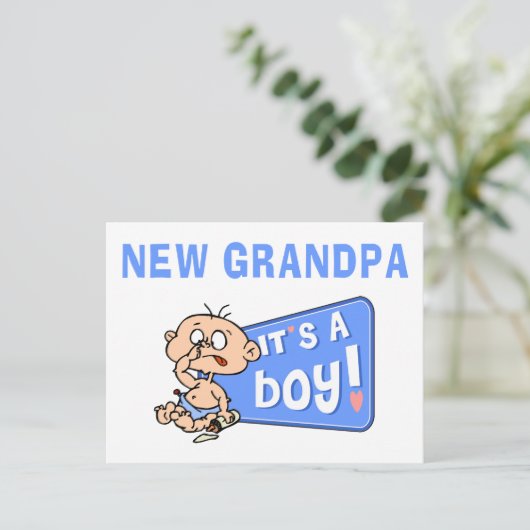 非常おもしろいに男の子のおじいちゃんプレゼント 案内ポストカード (スタンド正面)