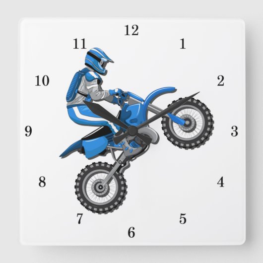 非常おもしろいオートバイライダーウォールクロック スクエア壁時計 (正面)