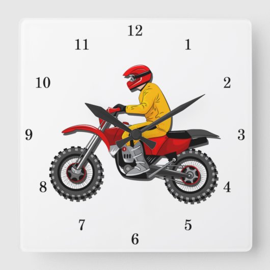 非常おもしろいオートバイライダーウォールクロック スクエア壁時計 (正面)