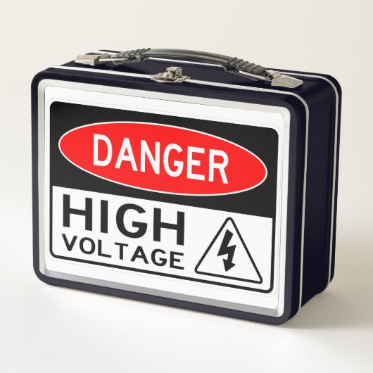 非常おもしろい危険高電圧標識金属弁当箱 メタルランチボックス (正面)