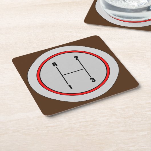 非常おもしろい3速シフトノブグラフィックコースターセット スクエアペーパーコースター (アングル)