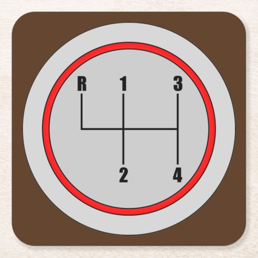 非常おもしろい4速シフトノブグラフィックコースターセット スクエアペーパーコースター (正面)