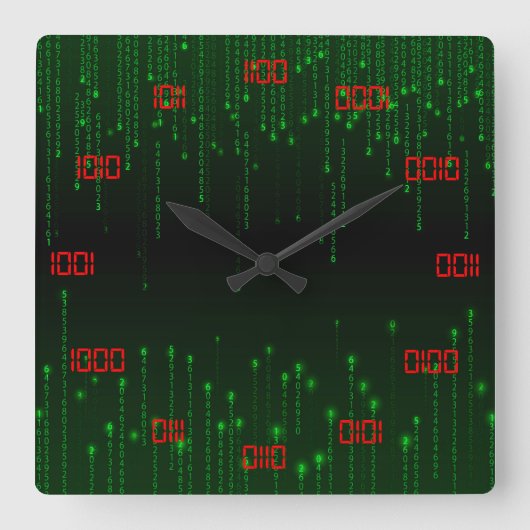 非常とクールクリエイティブバイナリ方式 スクエア壁時計 (正面)