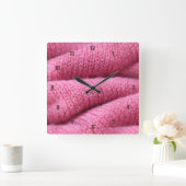 非常におもしろいと珍しいピンクウール スクエア壁時計 (ホーム)