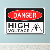 非常におもしろいの危険高電圧サインのキャンバス印刷 キャンバスプリント (インサイチュ (ウッドフロア))