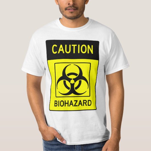 非常におもしろいの注意生物学的災害［有害物質］のサインTシャツ Tシャツ (正面)