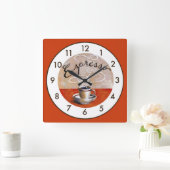 非常におもしろいエスプレッソ スクエア壁時計 (ホーム)