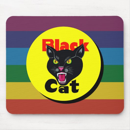 非常におもしろいカラフルと黒猫 マウスパッド (正面)