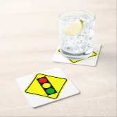 非常におもしろいクラシックのトラフィック信号の前方サイン スクエアペーパーコースター (インサイチュ)