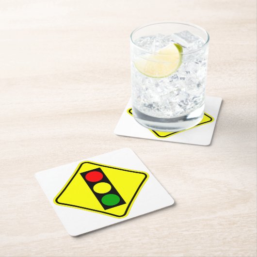 非常におもしろいクラシックのトラフィック信号の前方サイン スクエアペーパーコースター (インサイチュ)