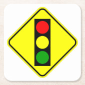 非常におもしろいクラシックのトラフィック信号の前方サイン スクエアペーパーコースター (正面)
