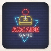 非常におもしろいクラシックアーケードゲームとジョイスティックNeon スクエアペーパーコースター (正面)