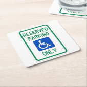 非常におもしろいクラシック予約ハンディキャップ駐車標識 スクエアペーパーコースター (アングル)
