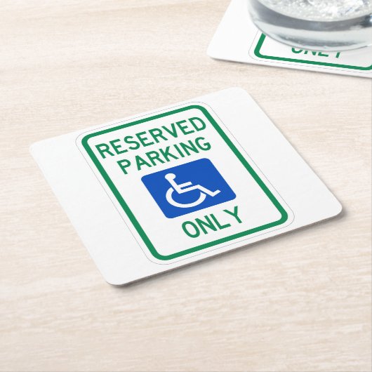 非常におもしろいクラシック予約ハンディキャップ駐車標識 スクエアペーパーコースター (アングル)