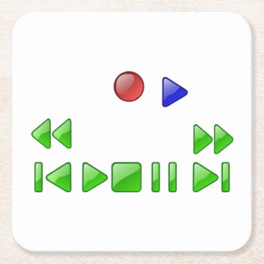 非常におもしろいシミュレートされたDVDプレーヤーボタンのコースターセット スクエアペーパーコースター (正面)