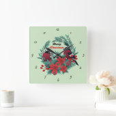 非常におもしろいメリークリスマスリース スクエア壁時計 (ホーム)