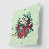 非常におもしろいメリークリスマスリース スクエア壁時計 (傾斜)