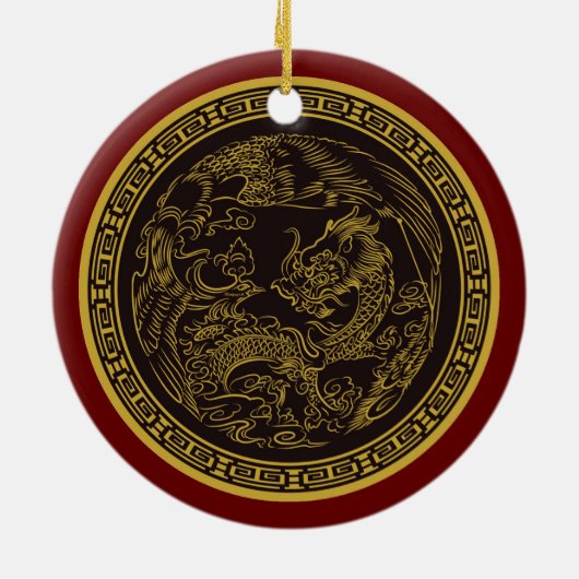 非常におもしろい中国のドラゴンクリスマスオーナメント セラミックオーナメント (裏面)