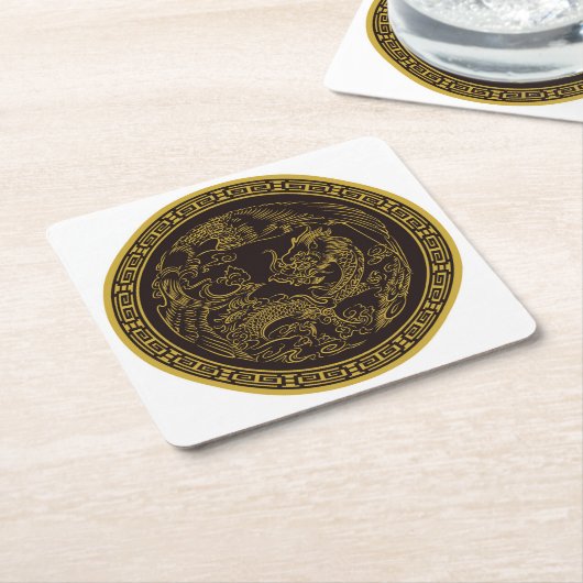 非常におもしろい中国のドラゴンコースターセット スクエアペーパーコースター (アングル)