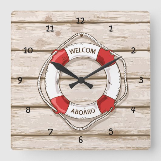 非常におもしろい模擬木板（寿命予備サーバ付） スクエア壁時計 (正面)