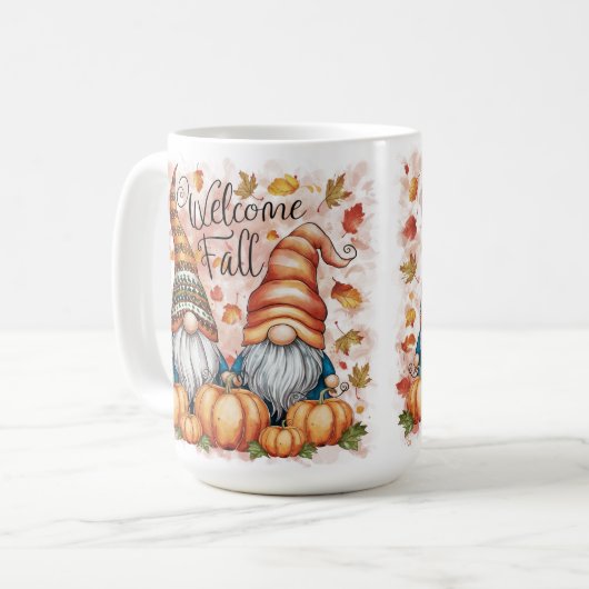 非常にかわいいおもしろいウェルカム秋格言とカボチャ コーヒーマグカップ (正面左)