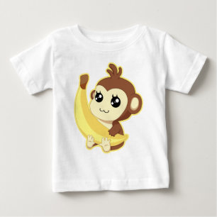 非常にかわいいのおよびかわいいはバナナの把握をまねます ベビーTシャツ