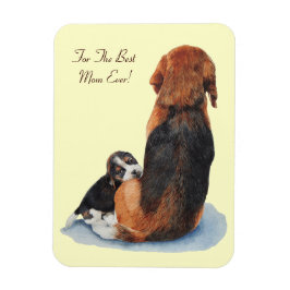 非常にかわいいビーグルの子犬のお母さん マグネット