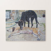 非常にかわいい2匹のグレイハウンド犬の風光明媚な写真 ジグソーパズル (横)