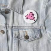 非常にかわいく飛んでいるなピンクのブタ 缶バッジ (インサイチュ)
