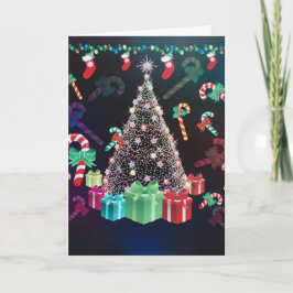 非常にかわいらしい飾られたクリスマスツリーカード シーズンカード